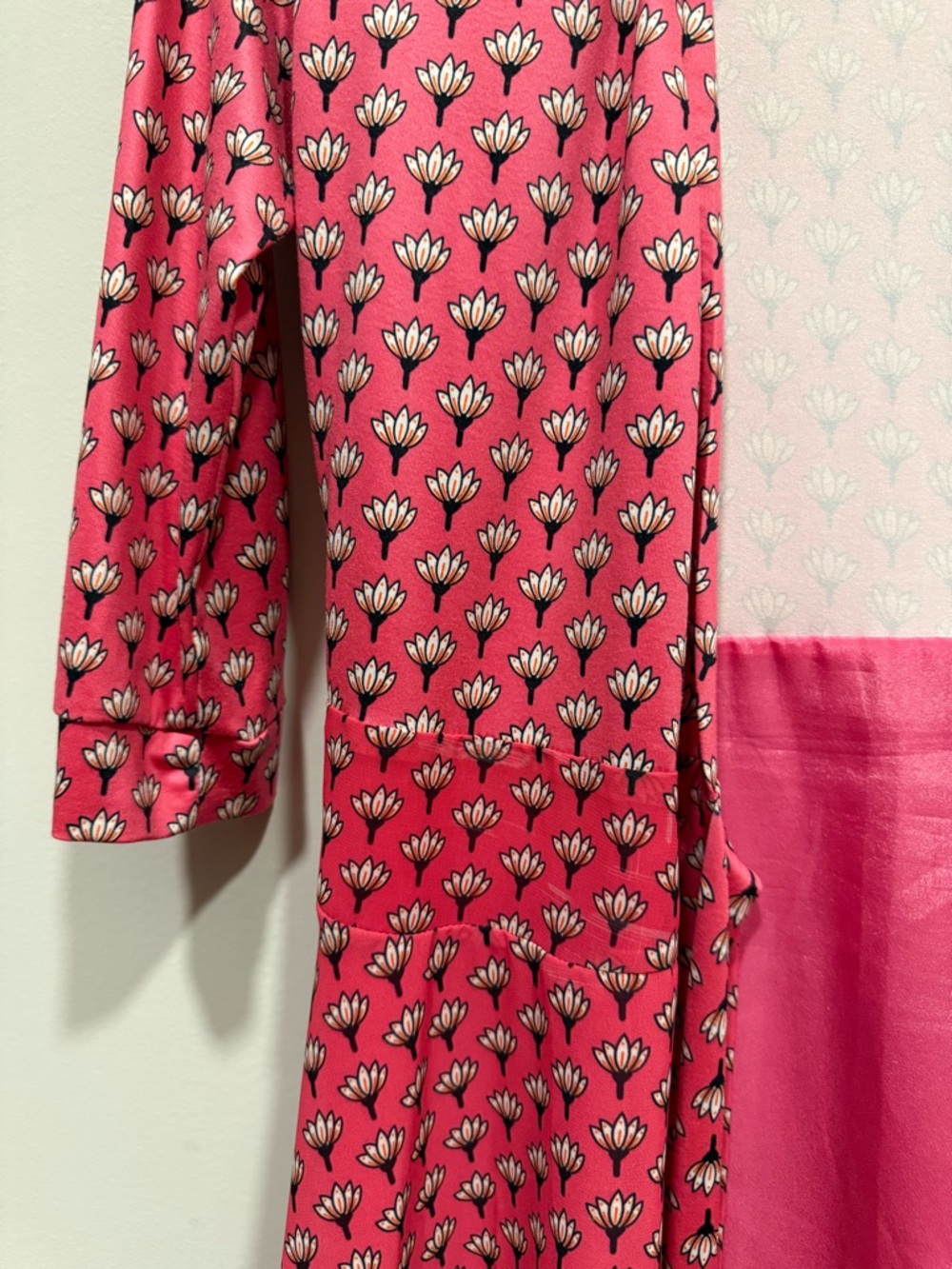 Diane Von Furstenberg Pink Printed Long-Sleeve Wrap Dress - Picture 4 of 5